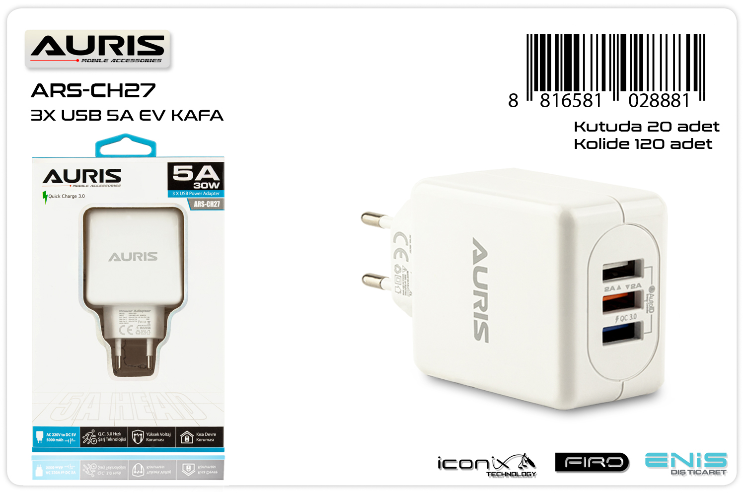 CH27 30W 3 Usb Kafa 5A